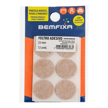 Feltro Protetor Adesivo Redondo Marrom 9326 25mm 12 unidades - Bemfixa