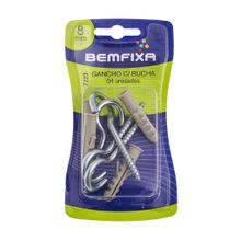 Gancho Zincado 4,4x53 com Bucha 08mm 7223 - Bemfixa