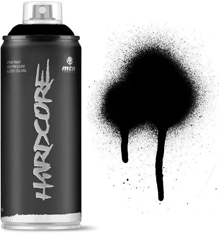 Tinta Spray Brilhante MTN Hardcore Preto 400ml - Montana